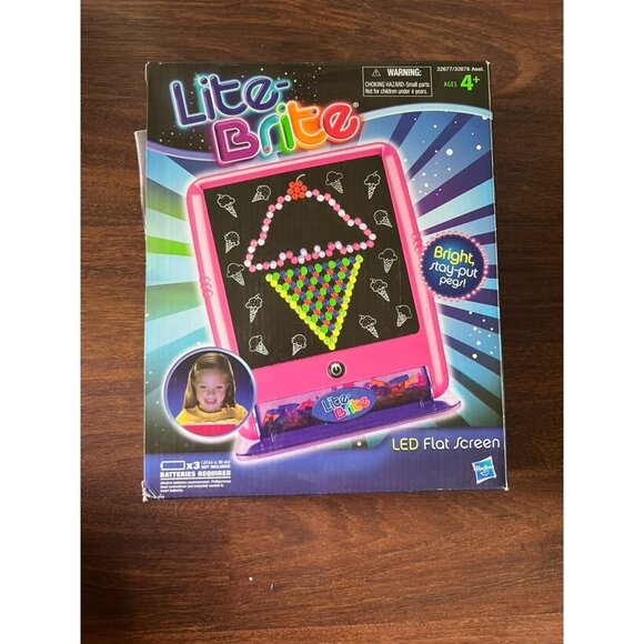 Lite Brite LED Flat Screen 2010 Hasbro Pink Complete w/ Pegs & Templates - Picture 1 of 9